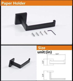 Planet Gates Stainless Steel Bathroom Hardware Set Black Matte Paper Holder Toothbrush Holder Towel Bar Bathroom Accessories