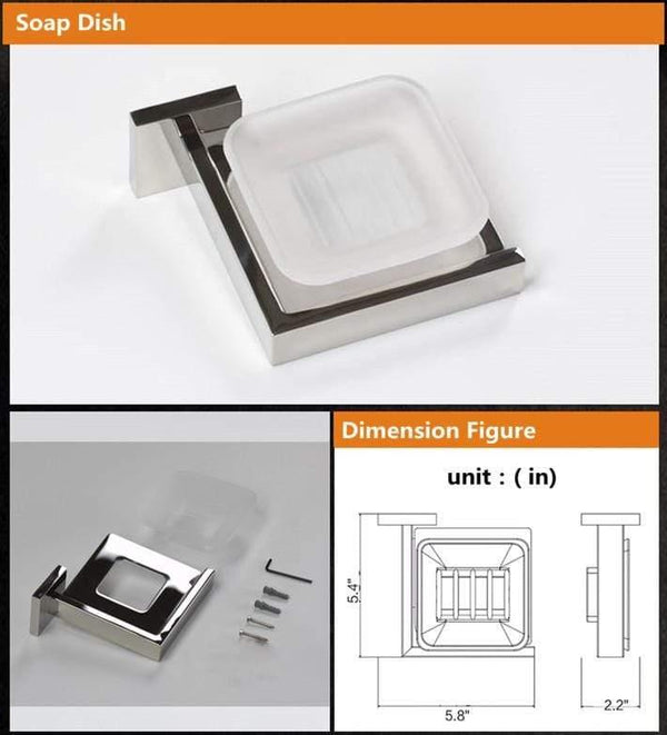 Planet Gates Stainless Steel Bathroom Hardware Set Chrome Polished Toothbrush Holder Paper Holder Towel Bar Bathroom Accessories