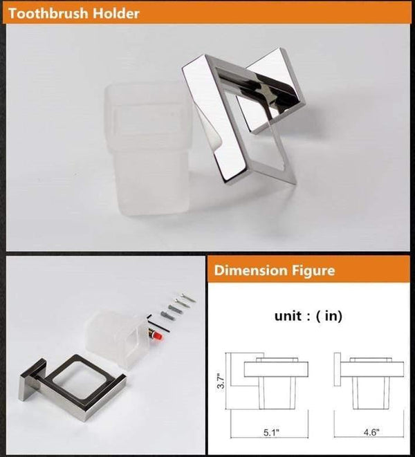 Planet Gates Stainless Steel Bathroom Hardware Set Chrome Polished Toothbrush Holder Paper Holder Towel Bar Bathroom Accessories