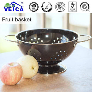 Stainless Steel Black Fruit Colander Bowl Strainer With Handles Free Shipping