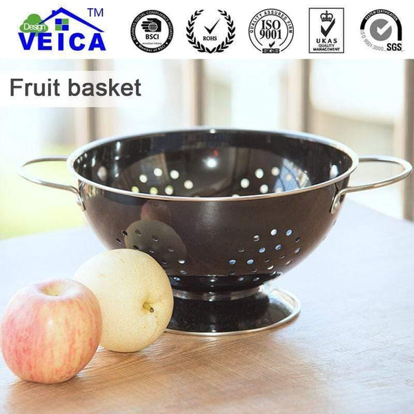Stainless Steel Black Fruit Colander Bowl Strainer With Handles Free Shipping