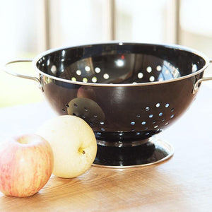Stainless Steel Black Fruit Colander Bowl Strainer With Handles Free Shipping