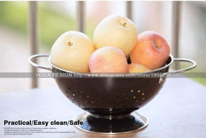 Stainless Steel Black Fruit Colander Bowl Strainer With Handles Free Shipping
