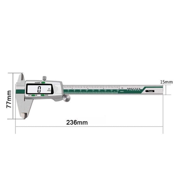 Planet Gates Stainless Steel Digital Caliper 150mm Fraction/mm/inch LCD Display Vernier Caliper High Precision Measuring Instrument Tool