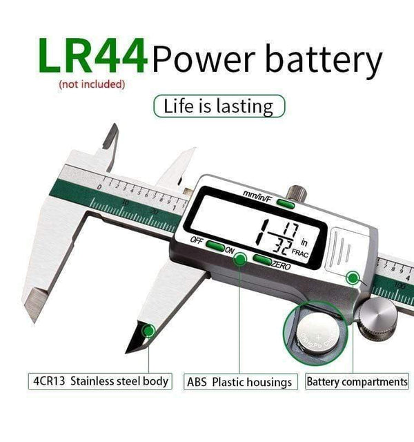 Planet Gates Stainless Steel Digital Caliper 150mm Fraction/mm/inch LCD Display Vernier Caliper High Precision Measuring Instrument Tool