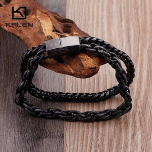 Planet Gates Stainless Steel Double Layer Link Chain Bracelets Men's Hip Hop Biker Hand Chain Bracelet Drop Shipping Jewelry