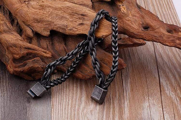 Planet Gates Stainless Steel Double Layer Link Chain Bracelets Men's Hip Hop Biker Hand Chain Bracelet Drop Shipping Jewelry