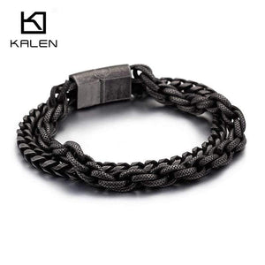 Planet Gates Stainless Steel Double Layer Link Chain Bracelets Men's Hip Hop Biker Hand Chain Bracelet Drop Shipping Jewelry