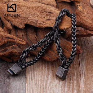 Planet Gates Stainless Steel Double Layer Link Chain Bracelets Men's Hip Hop Biker Hand Chain Bracelet Drop Shipping Jewelry
