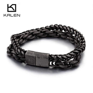 Planet Gates Stainless Steel Double Layer Link Chain Bracelets Men's Hip Hop Biker Hand Chain Bracelet Drop Shipping Jewelry