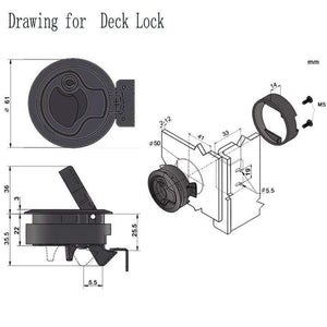 Planet Gates Stainless Steel Flush Mount Hatch Flush Pull Latch Marine Lock with Key Lift Slam Latch Hardware for RV Yacht Boat Deck Hatch
