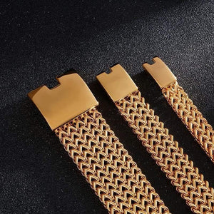 Planet Gates Stainless Steel Link Chain Bracelets High Polished Dubai Gold Mesh Bracelets For Men Cool Jewelry Accessories Gifts