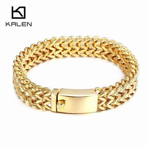 Planet Gates Stainless Steel Link Chain Bracelets High Polished Dubai Gold Mesh Bracelets For Men Cool Jewelry Accessories Gifts