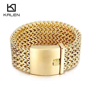 Planet Gates Stainless Steel Link Chain Bracelets High Polished Dubai Gold Mesh Bracelets For Men Cool Jewelry Accessories Gifts