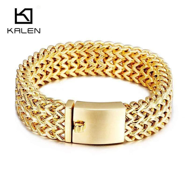 Planet Gates Stainless Steel Link Chain Bracelets High Polished Dubai Gold Mesh Bracelets For Men Cool Jewelry Accessories Gifts