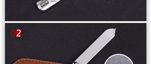 Planet Gates Stainless steel metal nail file buffer professional shaper  manicure tools polishing strip  sanding with leather case