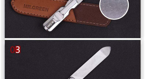 Planet Gates Stainless steel metal nail file buffer professional shaper  manicure tools polishing strip  sanding with leather case