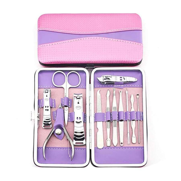 Planet Gates Stainless Steel Nail Art Tool Set 12pcs/Set Complete Manicure Set Pedicure Nail Clippers Scissors Grooming Kit