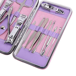Planet Gates Stainless Steel Nail Art Tool Set 12pcs/Set Complete Manicure Set Pedicure Nail Clippers Scissors Grooming Kit