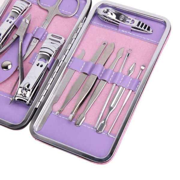 Planet Gates Stainless Steel Nail Art Tool Set 12pcs/Set Complete Manicure Set Pedicure Nail Clippers Scissors Grooming Kit