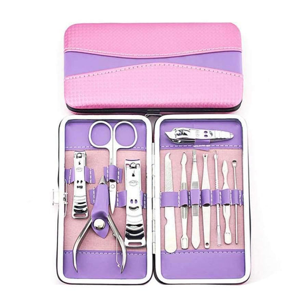 Planet Gates Stainless Steel Nail Art Tool Set 12pcs/Set Complete Manicure Set Pedicure Nail Clippers Scissors Grooming Kit