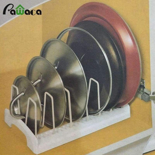 Planet Gates Stainless Steel Pot Lid Rack Shelf Holder Pan Cover Cutting Board Holder Organizer Adjustable Bakeware Rack for Kitchen Storage