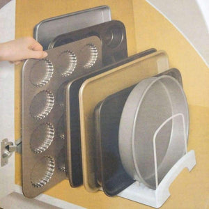 Planet Gates Stainless Steel Pot Lid Rack Shelf Holder Pan Cover Cutting Board Holder Organizer Adjustable Bakeware Rack for Kitchen Storage