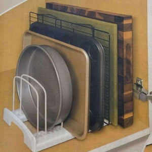 Planet Gates Stainless Steel Pot Lid Rack Shelf Holder Pan Cover Cutting Board Holder Organizer Adjustable Bakeware Rack for Kitchen Storage