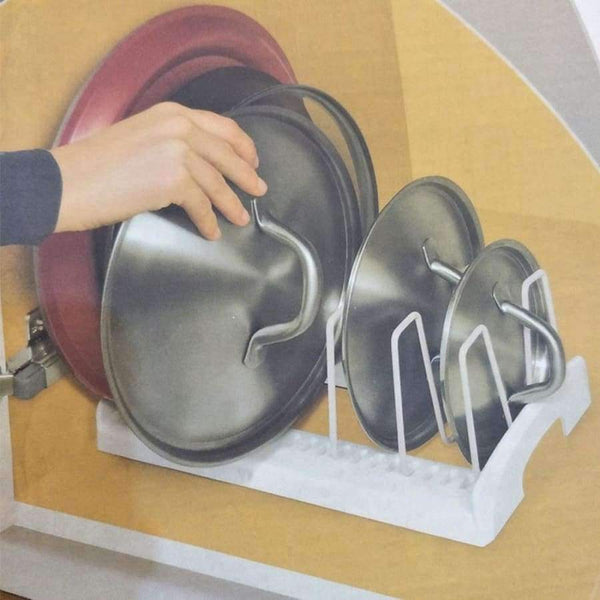 Planet Gates Stainless Steel Pot Lid Rack Shelf Holder Pan Cover Cutting Board Holder Organizer Adjustable Bakeware Rack for Kitchen Storage