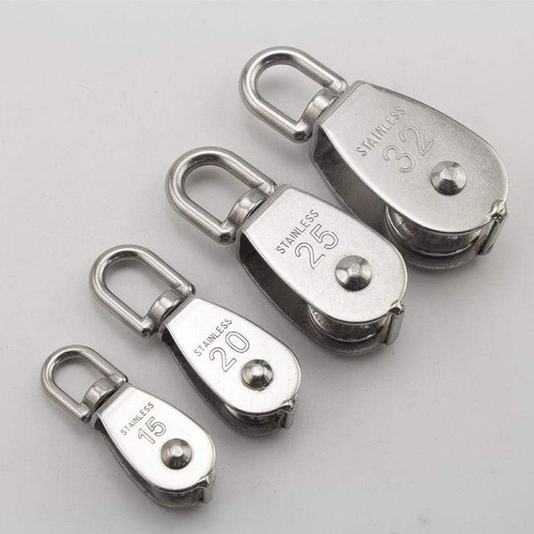 Planet Gates Stainless Steel Pulley M15/M20 M25 M32 M50 Single Wheel Swivel Lifting Rope Pulley Set  Lifting Wheel Tools Crank Pulley