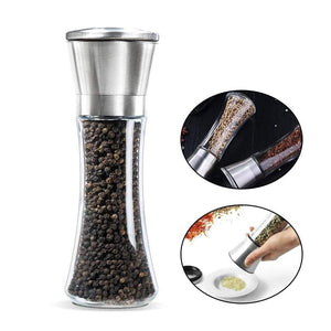 Stainless Steel Salt and Pepper Grinder Shakers Glass Body Spice Salt And Pepper Mill with Adjustable Ceramic Rotor