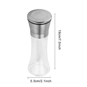 Stainless Steel Salt and Pepper Grinder Shakers Glass Body Spice Salt And Pepper Mill with Adjustable Ceramic Rotor