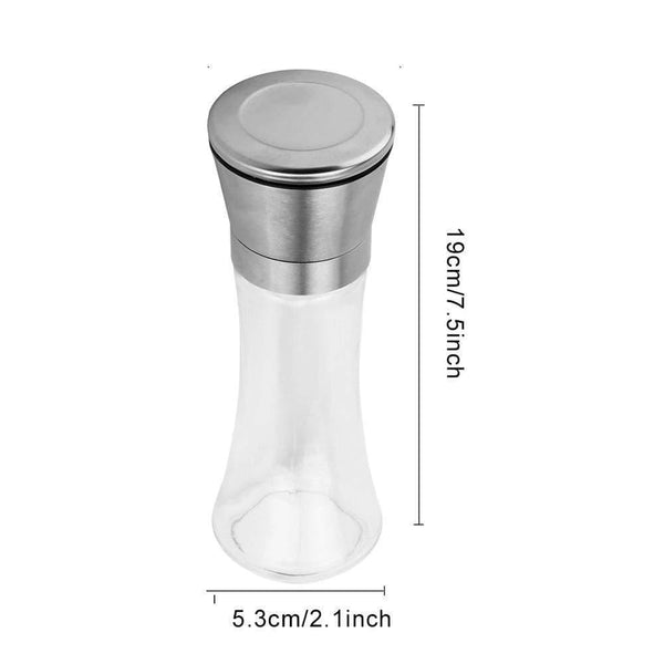 Stainless Steel Salt and Pepper Grinder Shakers Glass Body Spice Salt And Pepper Mill with Adjustable Ceramic Rotor