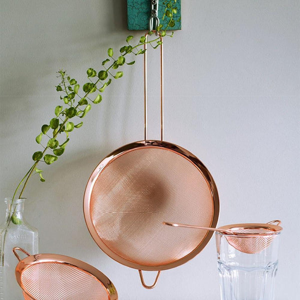 Stainless Steel Screen Mesh Strainer Kitchen Handheld Rose Gold Flour Sieve Cooking Oil Strainer colander Kitchen Accessories