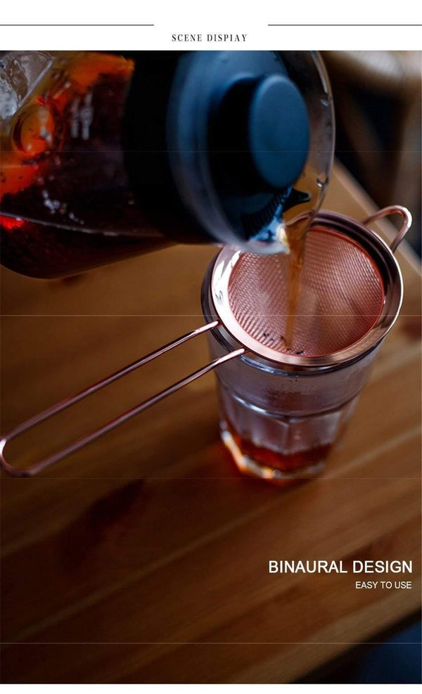 Stainless Steel Screen Mesh Strainer Kitchen Handheld Rose Gold Flour Sieve Cooking Oil Strainer colander Kitchen Accessories