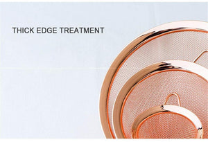 Stainless Steel Screen Mesh Strainer Kitchen Handheld Rose Gold Flour Sieve Cooking Oil Strainer colander Kitchen Accessories