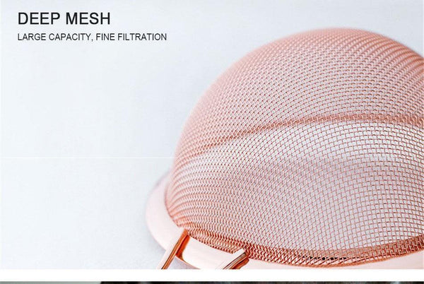 Stainless Steel Screen Mesh Strainer Kitchen Handheld Rose Gold Flour Sieve Cooking Oil Strainer colander Kitchen Accessories