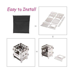 Planet Gates Stainless steel Titanium Wood Stove Lightweight Folding Wood Stove Outdoor Camping Stove Picnic Cooking Burners Backpacking Furnace