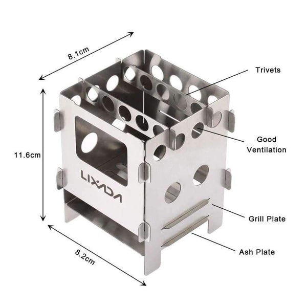 Planet Gates Stainless steel Titanium Wood Stove Lightweight Folding Wood Stove Outdoor Camping Stove Picnic Cooking Burners Backpacking Furnace