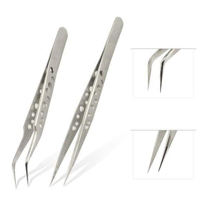 Planet Gates Stainless Steel TOP Quality Stainless Steel Tweezers Rainbow Color Straight Bend ESD Multifunction Eyelash Tweezers For Nail Sewing DIY