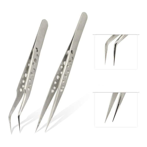 Planet Gates Stainless Steel TOP Quality Stainless Steel Tweezers Rainbow Color Straight Bend ESD Multifunction Eyelash Tweezers For Nail Sewing DIY