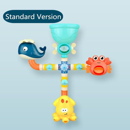 Planet Gates Standard Version Bath Toys Baby Water Game Faucet Shower Rubber Duck Waterwheel Dabbling Water Spray Set For Kids Animals Bathroom Summer Toys