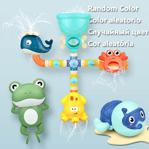 Planet Gates Standard Version Set Bath Toys Baby Water Game Faucet Shower Rubber Duck Waterwheel Dabbling Water Spray Set For Kids Animals Bathroom Summer Toys
