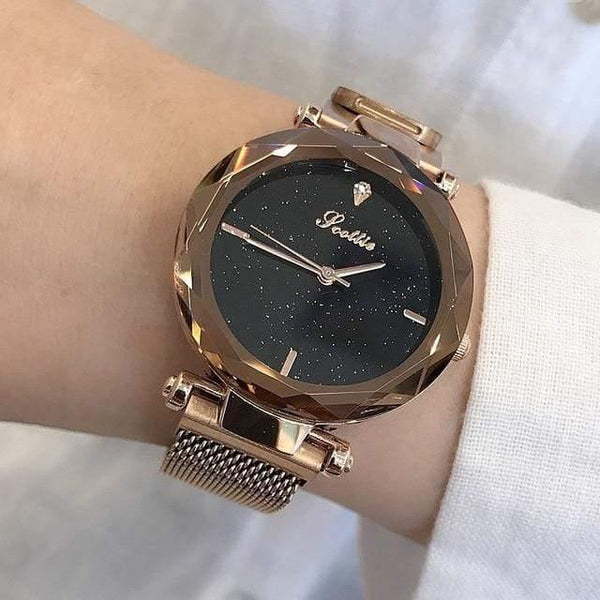 Planet Gates star face Lady Crystal Watch Magnet buckle Women Dress Watch Fashion Quartz Watch Female Stainless Steel Wristwatches
