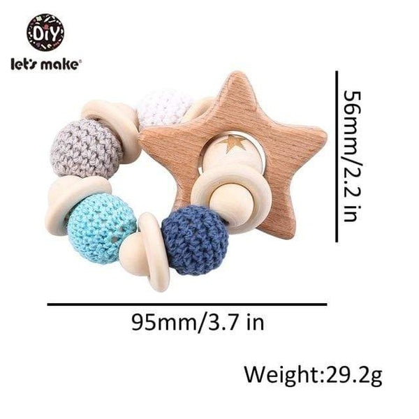 Planet Gates Star Let's Make 1PC Wooden Teether Hedgehog Crochet Beads Wood Crafts Ring Engraved Bead Baby Teether Wooden Toys For Baby Rattle