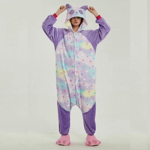 Planet Gates Star panda / S Animal Pajamas Flannel Winter Women Men Unicorn Stitch Panda Pikachu Onesie Sleep lounge Sleepwear