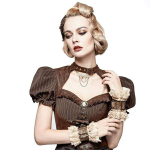 Planet Gates Steampunk Vintage Coffee Rukavice pro ženy Gotická móda Krátké zápěstní rukavice Oděvní doplňky