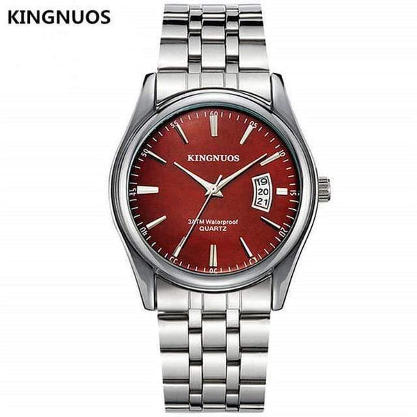 Planet Gates steel-1 Men Watch Fashion Male Date Calendar Clock Sports Watchband Waterproof Man Quartz Wrist Watches KINGNUOS