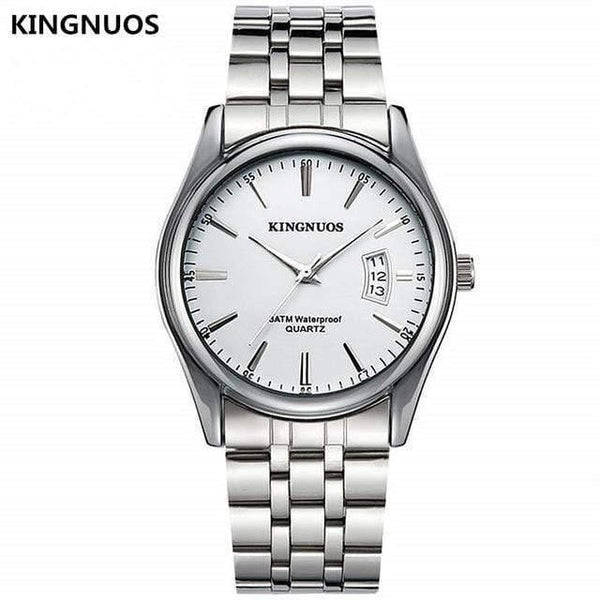 Planet Gates steel-2 Men Watch Fashion Male Date Calendar Clock Sports Watchband Waterproof Man Quartz Wrist Watches KINGNUOS