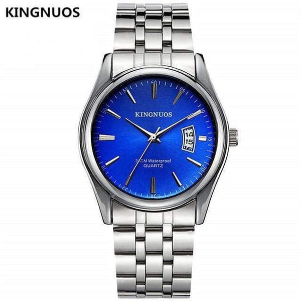 Planet Gates steel-3 Men Watch Fashion Male Date Calendar Clock Sports Watchband Waterproof Man Quartz Wrist Watches KINGNUOS